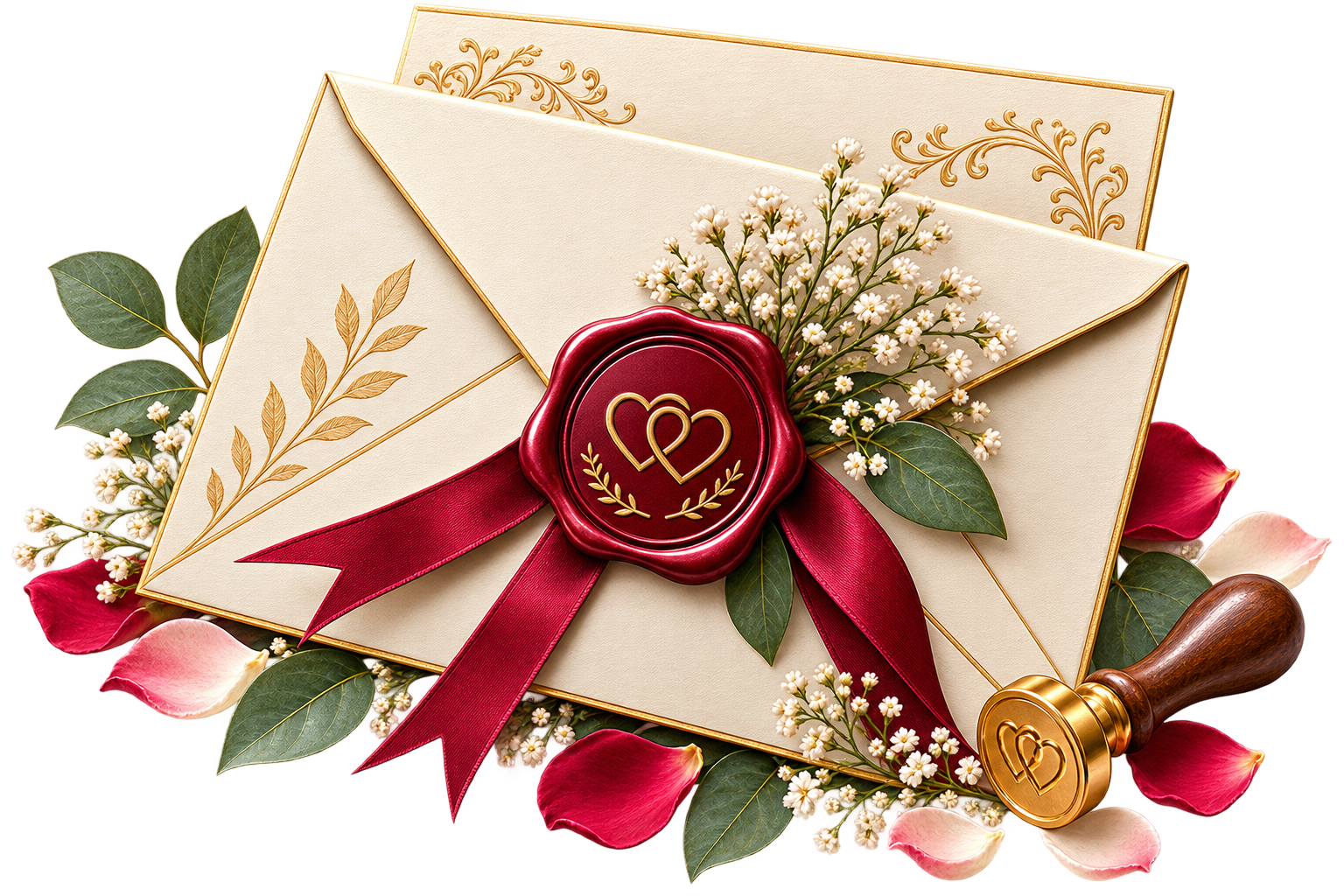 Decorated engagement invitation envelope